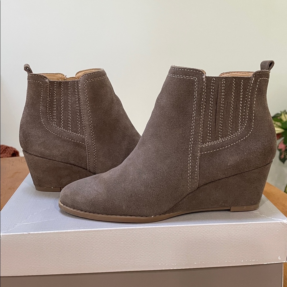 Taupe Suede Ankle Booties